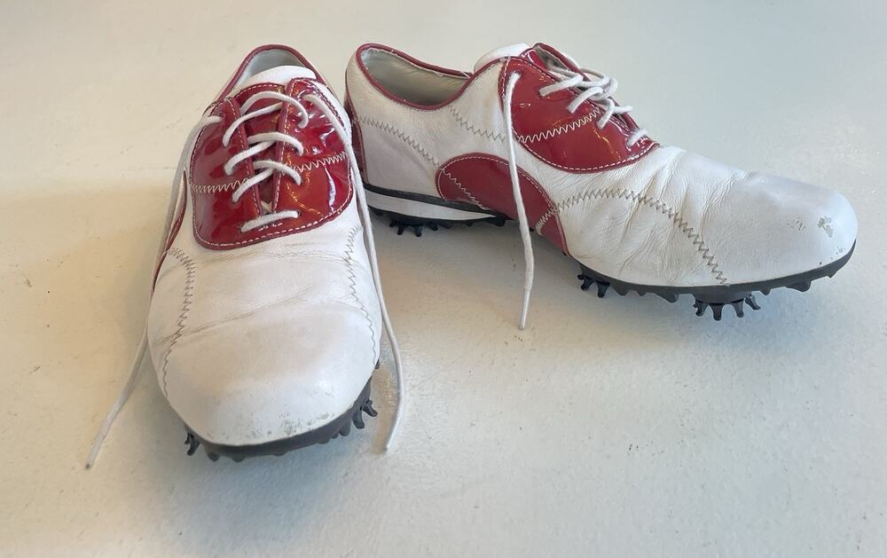 FootJoy Women's Size 9 M LoPro Soft Spike Red White Leather Golf Shoes 97133